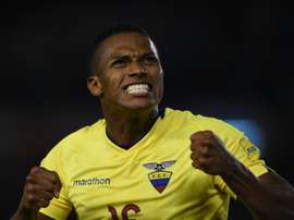 Ecuadors Antonio Valencia celebrates after team scores against Argentina in 2018 World Cup qualifier in Buenos Aires, on October 8, 2015