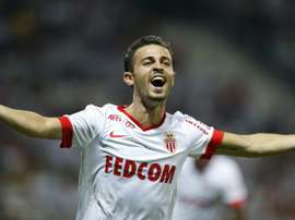Monacos Portuguese midfielder Bernardo Silva celebrates after scoring against Nice on August 8, 2015