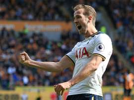 Le meilleur buteur de Premier League, Harry Kane, célèbre son but contre Hull City. AFP