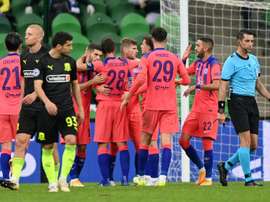 Chelsea struck three late goals to condemn Krasnodar to a heavy defeat. AFP