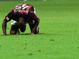 AC Milan forward Mario Balotelli pictured during the Serie A match against Carpi at San Siro Stadium in Milan on April 21, 2016