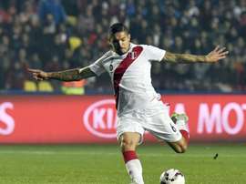 Perus midfielder Juan Vargas kicks the ball during the Copa America third place football match against Paraguay in Concepcion, Chile on July 3, 2015