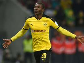 Dortmund's Adrian Ramos celebrates after scoring a goal against Augsburg. AFP