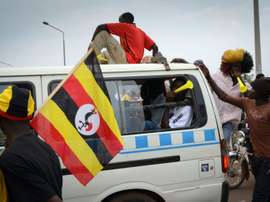 Supporters of the Ugandas football team are pictured in Kampala on June 9, 2012
