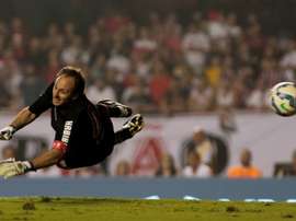 Goalkeeper Rogerio Ceni during a friendly match between Club World Cup football 1992-1993 and Club World Cup 2005 at Morumbi stadium in Sao Paulo, Brazil on December 11, 2015