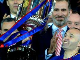Iniesta is one game away from lifting his ninth league title, and Barca's 25th. AFP