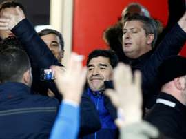 Diego Maradona received the applaus of Neapolitan fans in 2014. AFP