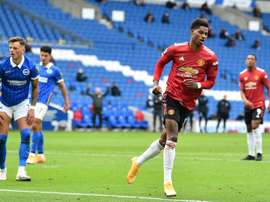 Solskjaer content de Marcus Rashford après la victoire face à Brighton. AFP
