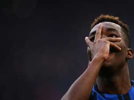 Karamoh showed fans his iconic celebration after scoring his first goal. AFP