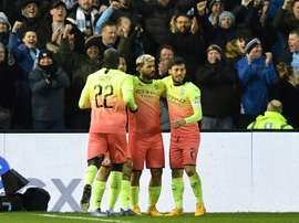 Sergio Aguero sent Man City into the last 8 of the FA Cup. AFP