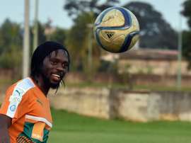 Ivory Coast striker Gervinho controls the ball as he takes part in a training session. AFP