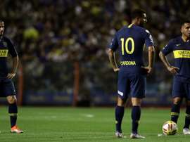 Boca players Carlos Tevez, Edwin Cardona and Dario Benedetto. AFP