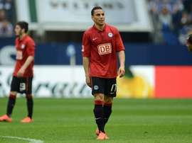 Anis Ben Hatira (C), pictured on April 28, 2012, admitted he regrets starting the scuffle with former Hertha Berlin team-mate Mitchell Weiser which led to him being sold to Eintracht Frankfurt
