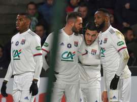 Rayan Cherki (2R) had an outstanding performance in the French Cup. AFP