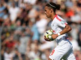 Poulsen equalised for Leipzig in the German Cup game at Viktoria Cologne. AFP