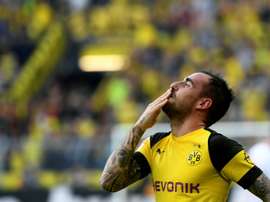 Alcacer was Dortmund's hero. AFP