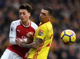 Watford are appealing Holebas' (r) red card. AFP
