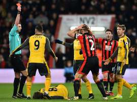 Francis was sent off for a challenge on Aaron Ramsey on Tuesday night. AFP