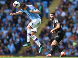 Aymeric Laporte (L) could play on Tuesday for first time in five months. AFP