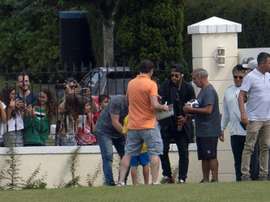 Neymar arrives at Brazil camp. AFP