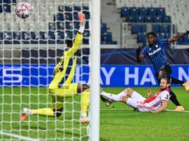 Atalantas Colombian forward Duvan Zapata (R) scored twice in Bergamo. AFP
