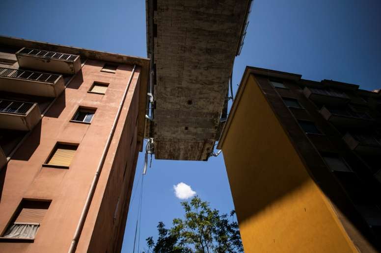 The Morandi motorway bridge collapsed in August shortly before the start of the Serie A season. AFP