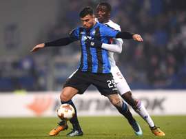Petagna scored the winner against Lyon as Atalanta topped their group. AFP