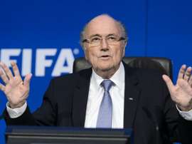 FIFA president Sepp Blatter gestures during a press conference at the FIFA world-body headquarters in Zurich on July 20, 2015