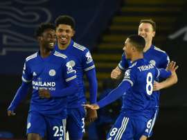 Cunning Foxes: Wilfried Ndidi (left)scored the opening goal as Leicester moved top.AFP