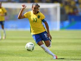 Brazils Marta dribbles during the Brazil vs Sweden game at the Maracana stadium during the Rio 2016 Olympic Games football tournament on August 16, 2016