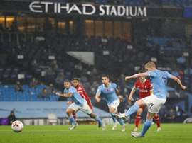De Bruyne missed form the spot. AFP