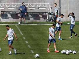 Bayern Munichs players resumed training with restrictions. AFP
