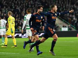 Denis Cheryshev broke the Celtic offside trap to open the scoring for Valencia. AFP