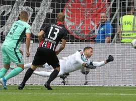 Hinteregger scored the only goal of the game in Frankfurt. AFP