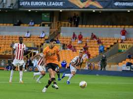 Raul Jimenez scored the only goal of the game for Wolves as they beat Olympiakos. AFP