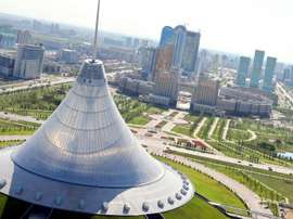 An aerial view of the city of Astana, taken on July 28, 2011