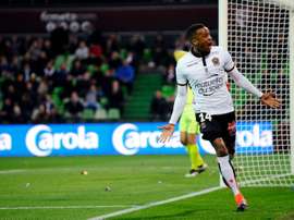 Nice forward Alassane Plea celebrates after scoring a penalty. AFP