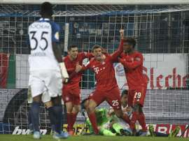 Thomas Mueller scored a late winner for Bayern in the cup tie at Bochum. AFP