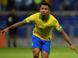 Gabriel Jesus célèbre son but lors du match face à l'Argentine en Copa America. AFP