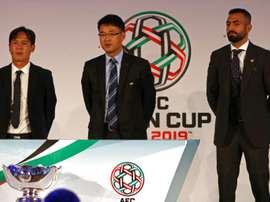(From left) Former Vietnamese midfielder Nguyen Minh Phuong, Shin Man Gil, Executive Director AFC Competitions Division, and Lebanese footballer Joan Oumari at the AFC Asian Cup UAE 2019 Qualifiers Final Round draw in Abu Dhabi on January 23, 2017.