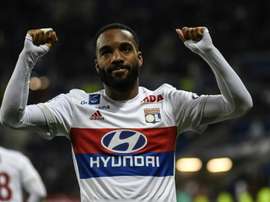 Alexandre Lacazette, auteur d'un doublé pour Lyon face à l'OGC Nice au Parc OL, le 20 mai 2017. AFP