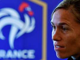 Camille Abily, alors milieu de terrain des Bleues lors dun interview à lAFP, le 27 juillet 2017. AFP