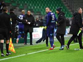 Le gardien de Saint-Etienne Stéphane Ruffier exclu lors du match face à Monaco. AFP