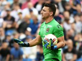 Le gardien niçois Yoan Cardinale lors d'un match de Ligue 1 face à Montpellier à La Mosson. AFP