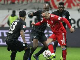 Franck Ribéry auteur du doublé sur le terrain de l'Eintracht. AFP