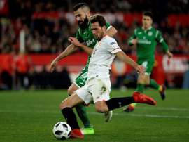 Franco Vazquez marque contre Leganes en demi-finale retour de la Coupe du Roi. AFP