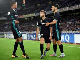 Le jeune attaquant du Real Madrid Borja Mayoral a marqué contre Real Sociedad. AFP