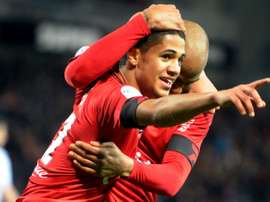 Ludovic Blas et Jimmy Briand de Guingamp, le 3 février 2016 au Roudourou