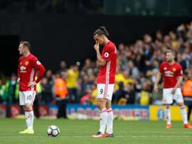 Manchester United avec Zlatan Ibrahimovic et Wayne Rooney sest incliné à Watford. AFP