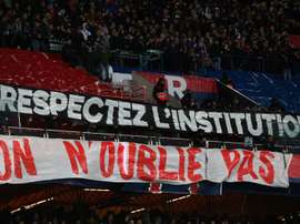 Banderoles lors du match Paris SG-Marseille au Parc des Princes le 17 mars 2019. AFP